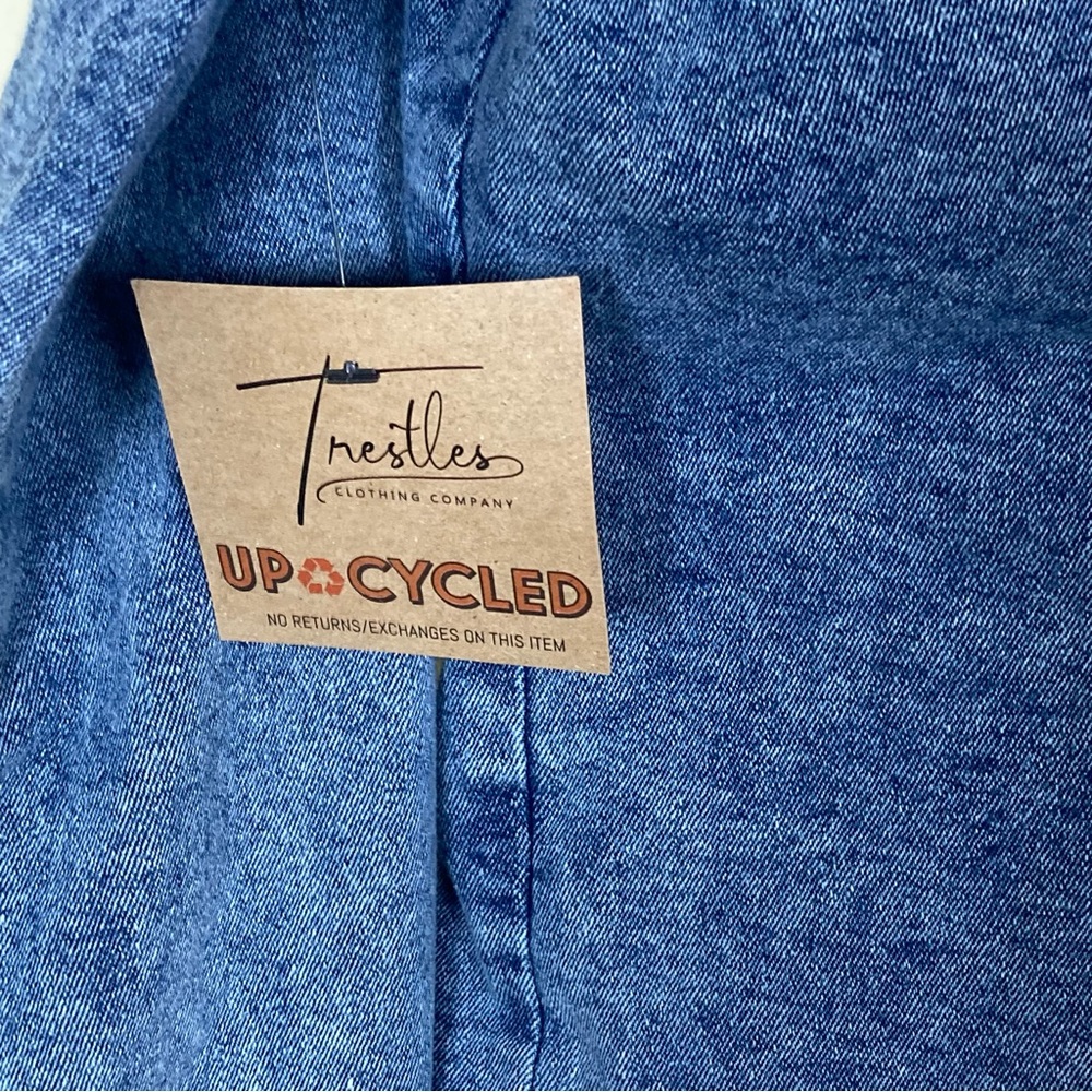 Upcycled Love Patch Denim Jacket Medium Unique NWT - image 15